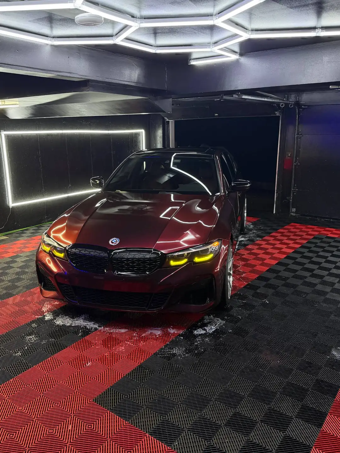 Burgundy BMW 3 Series with paint protection film