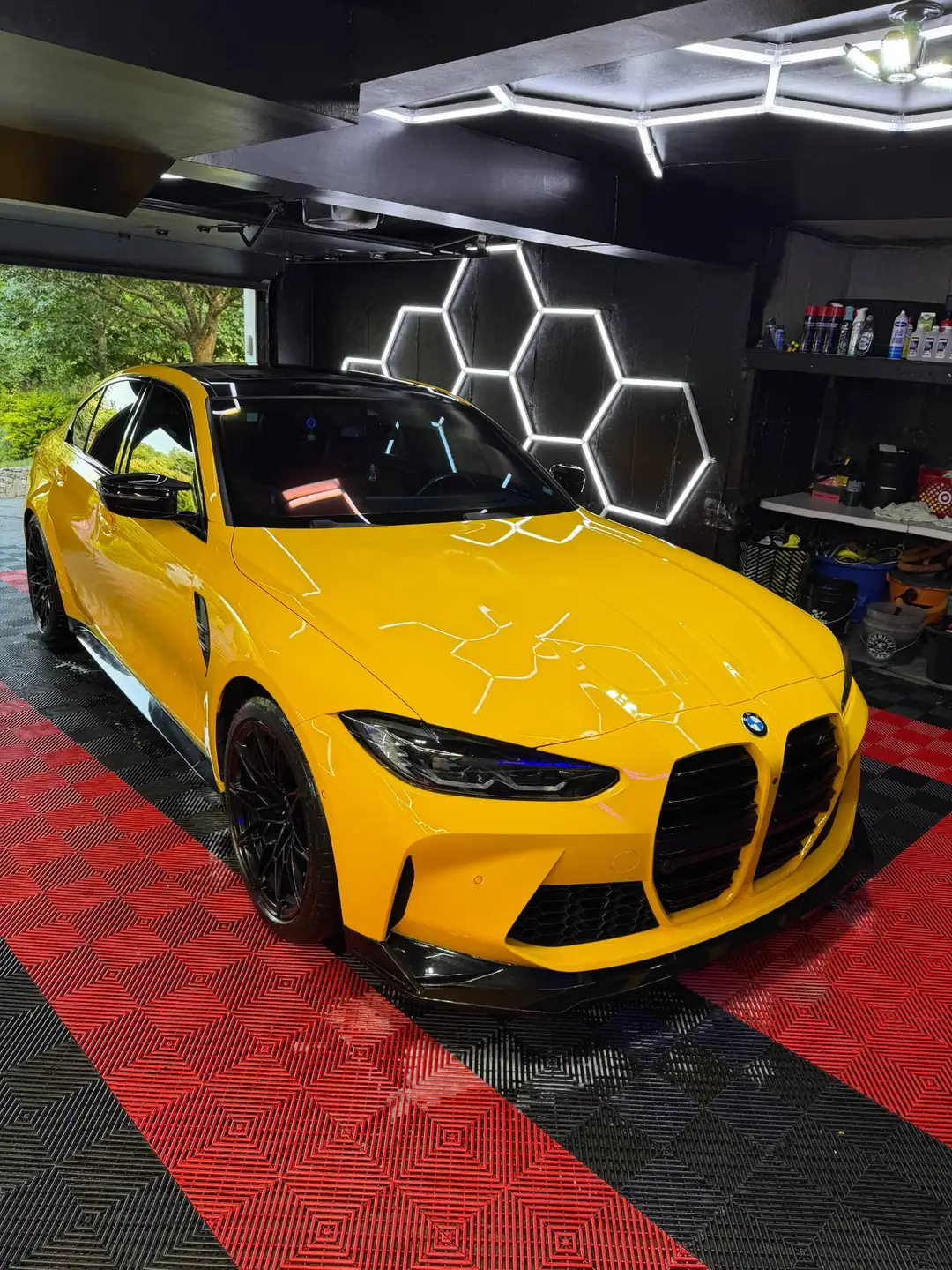 Yellow BMW M4 with paint protection film